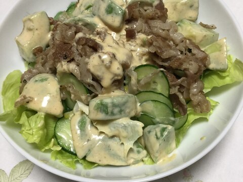 豚肉でコブサラダ風